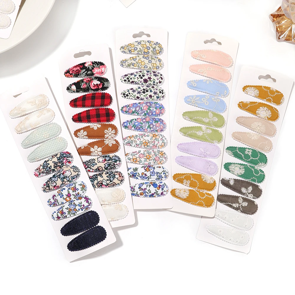 Top Trends: 10Pcs / set Cute Embroidery Print Waterdrop Shape Hair Clips For Girls BB Hairpin Barrettes Headwear Kids Baby Hair Accessories Shoppable Styles - Image 4