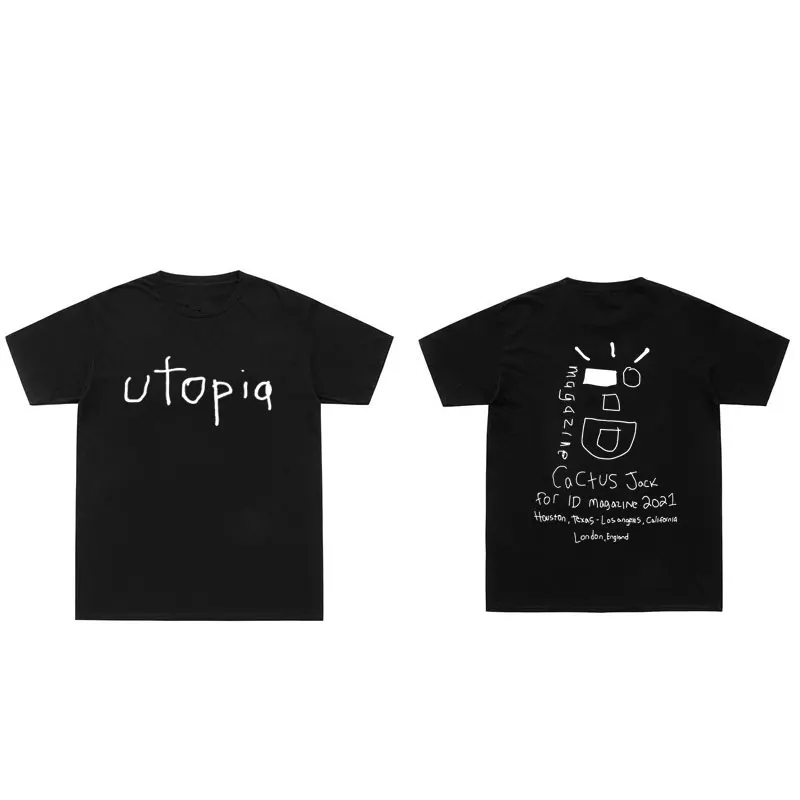 Top Trends: Hot Rapper Cactus Jack Wink Utopia T Shirt Men Women Letter Graffiti T Shirts Streetwear Oversized T-shirt Hip Hop Harajuku Tees Shoppable Styles