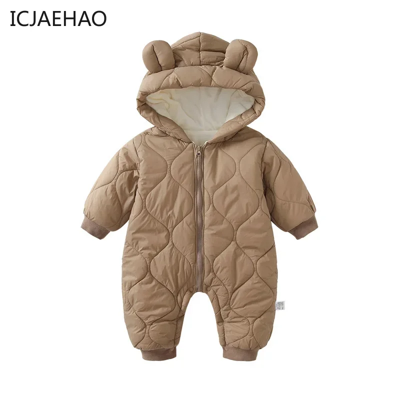 Top Trends: Bodysuit Jackets For Newborns Baby Clothes Rompers Winter Kids Hoodied Zip-Up Cotton-Padded Coats Children Jumpsuit 0-24 Months Shoppable Styles