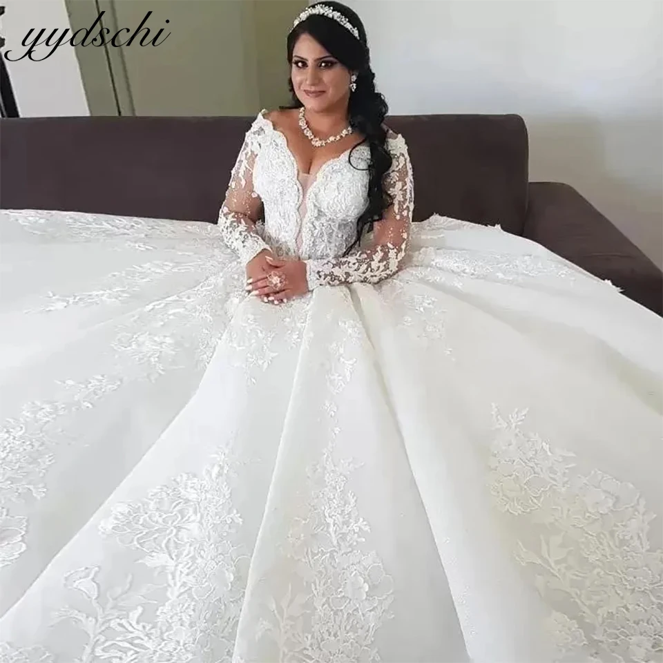 Top Trends: Luxury White Long Sleeves Lace Appliques Wedding Dresses 2023 Princess Ball Gown Beading Vintage Bridal Gowns Vestidos De Novia Shoppable Styles