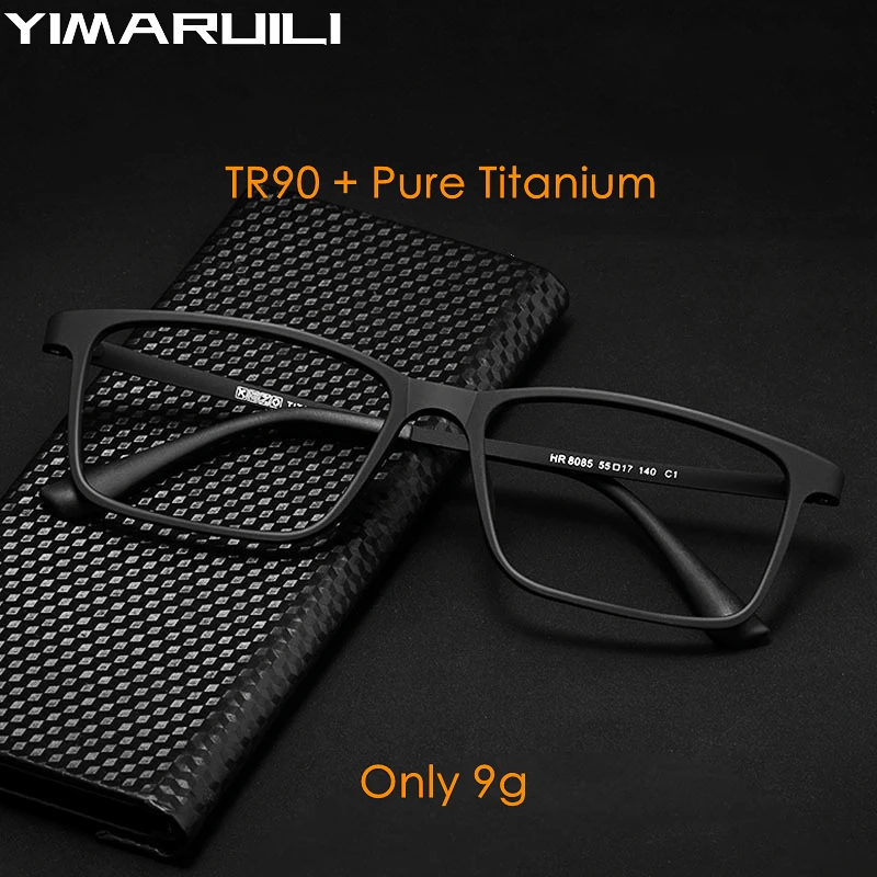 Top Trends: YIMARUILI Ultralight Super Flexible Temples Fashion Plastic Titanium Square Myopia Optical Prescription Glasses Frame Men HR8085 Shoppable Styles