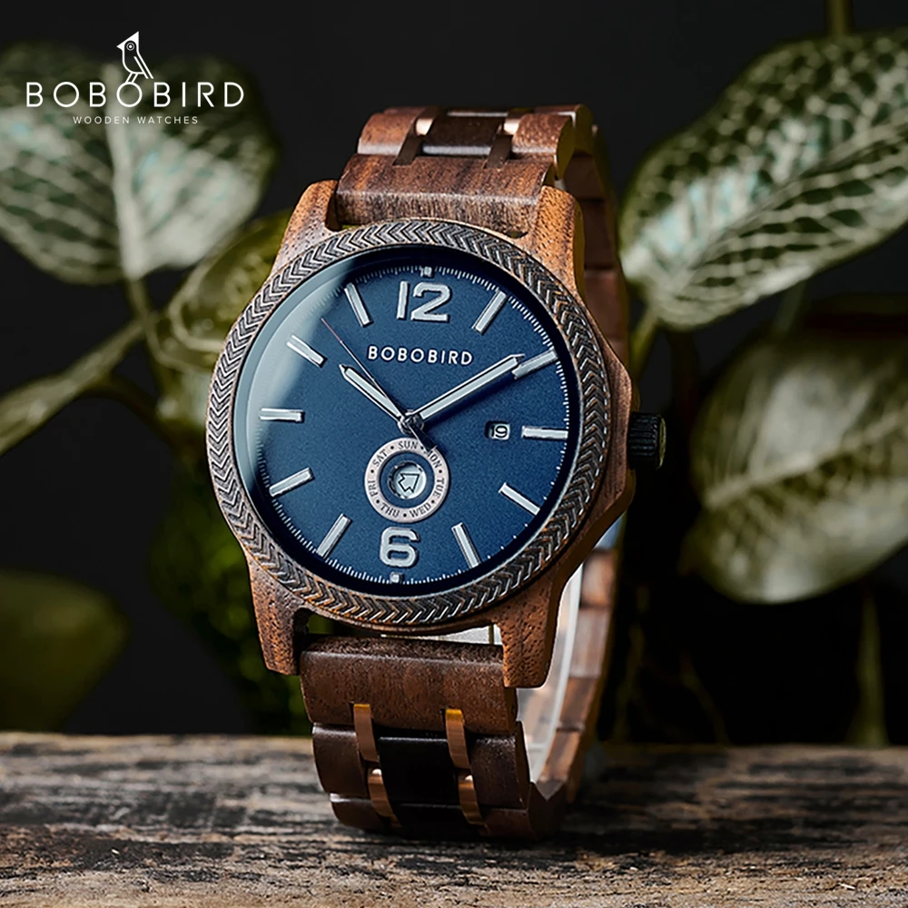 Top Trends: Wooden Watch BOBOBIRD Japanese Movement Men Quartz Wristwatch Top New Simple Design Week Date Display Customized Great Gift Box Shoppable Styles