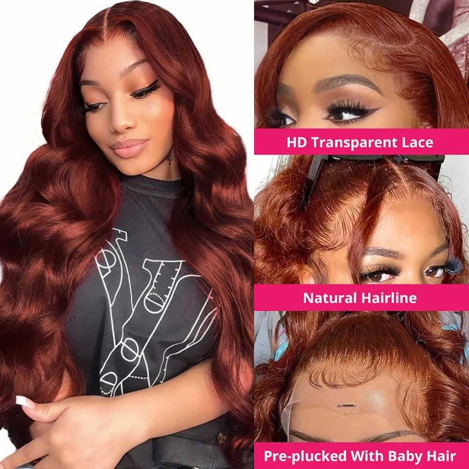 Top Trends: Reddish Brown Hd Lace Wig 13x6 Human Hair Brazilian Pre Plucked 13x4 Lace Front Wigs Dark Red Brown Body Wave 4x4 Closure Wig Shoppable Styles - Image 3