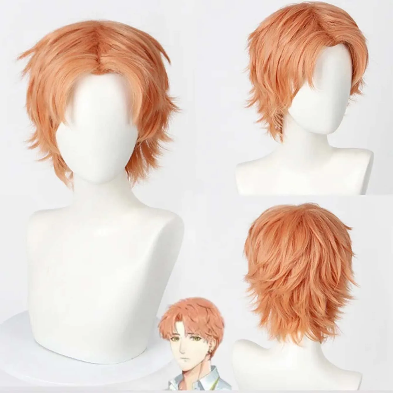 Top Trends: Synthetic Wigs For Men Short Hair Orange Wig With Bangs Natural Hairstyle Pixie Cut Wigs Male Cosplay Wig Boys Shoppable Styles