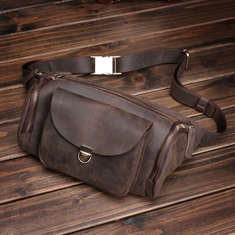 Top Trends: Genuine Leather Waist Packs Men Waist Bags Fanny Pack Belt Bag Phone Bags Travel Waist Pack Male Small Waist Bag Leather Shoppable Styles