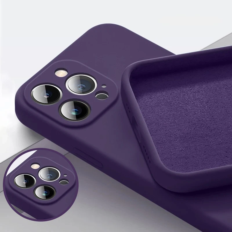 For iPhone 16 14 15 Pro Max Case Luxury Original Silicone Full Protect Soft TPU Cover For iPhone 11 12 13 16 Pro Phone Cases