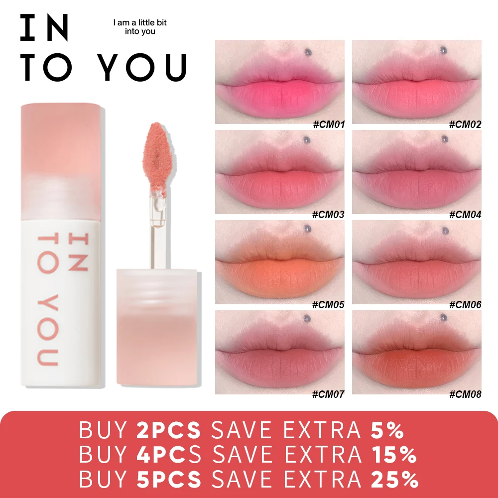 Top Trends: INTO YOU Makeup Women Light Cloud Lip Gloss Muddy Texture Lip Tint Long Lasting Cosmetics Red Lipstick New Product 8 Colors Shoppable Styles