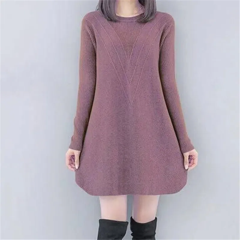 Top Trends: Ladies Mid-Long Sweaters Dress Autumn Winter Knitted Sweater Women Pullover 2023 New Warm O-Neck Loose Jumper Female Tops S-3XL Shoppable Styles - Image 2