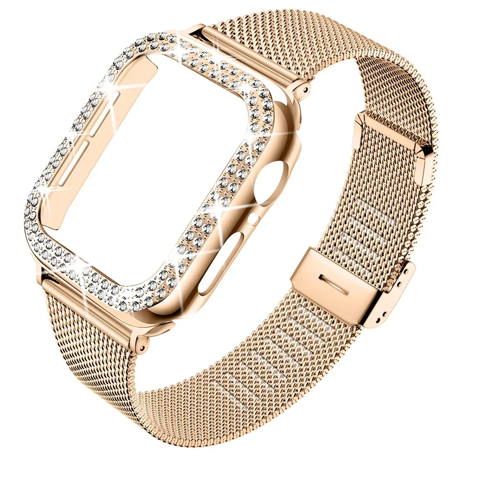 Top Trends: Diamond Case+ Metal Strap For IWatch Band Ultra 2 Stainless Steel Bracelet For Apple Watch 9 8 7 45mm 44mm 40mm 41mm Series 6 5 4 Shoppable Styles