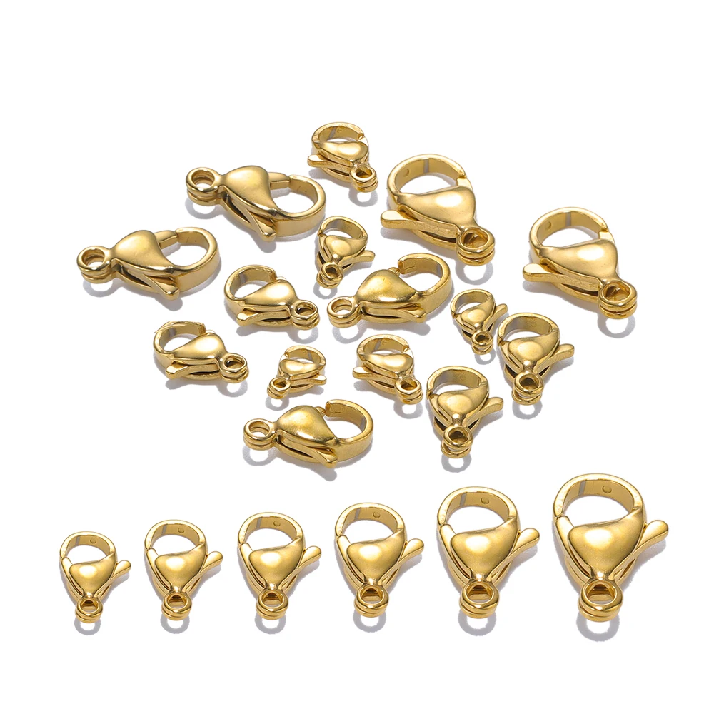 Top Trends: 25pcs 18K Gold Stainless Steel Lobster Clasps Hooks For DIY Necklace Bracelet Chains Fashion Jewelry Making Findings Supplies Shoppable Styles