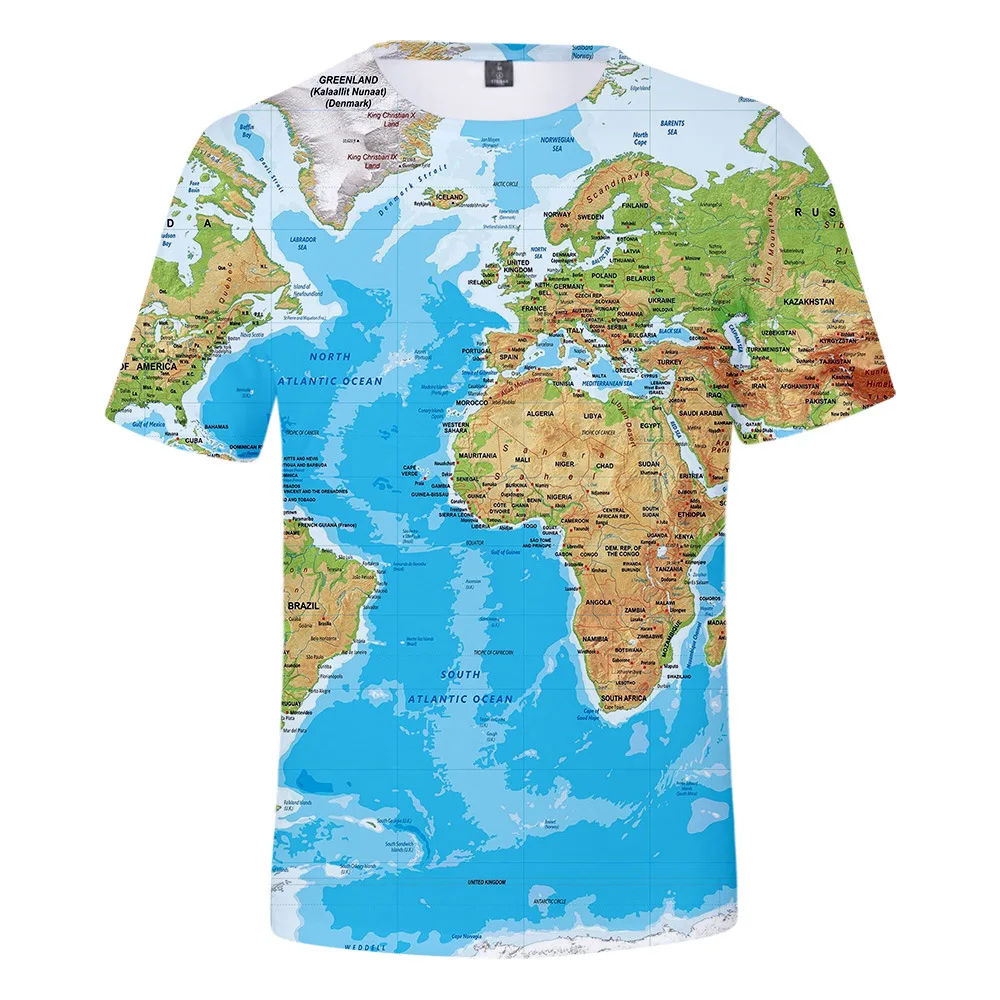 Top Trends: Casual Boys Girls 3D Printed World Map T-Shirts Kids Shirts Hot Sale Unisex Short Sleeve Tops Cartoon Children&#039;s Clothing Shoppable Styles