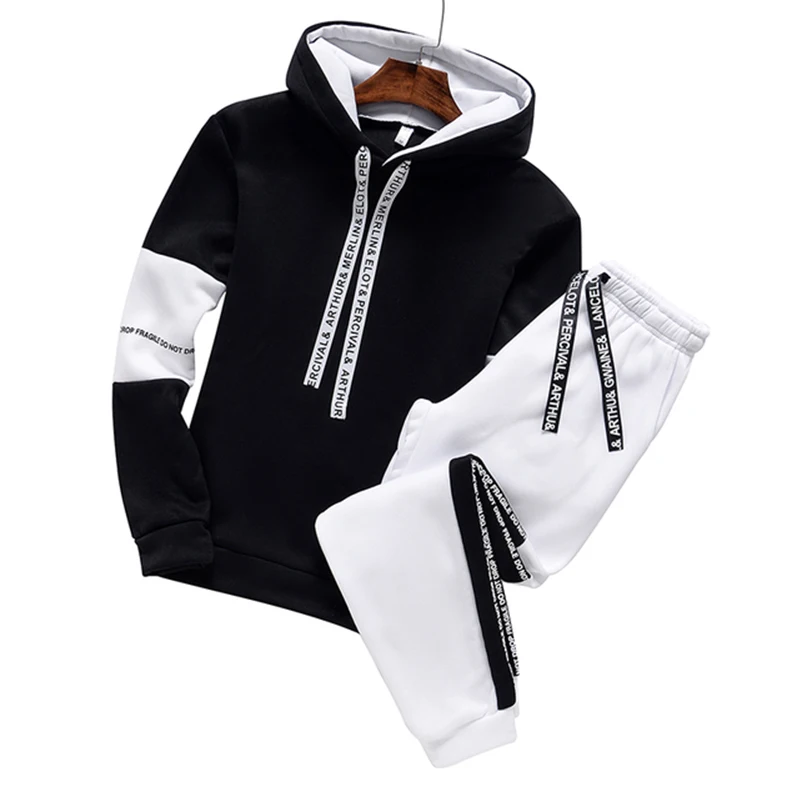 Top Trends: Winter Logo Customized Hoodie Sets Men Tracksuit Casual Hoodies Sweatshirt Piece Set Fashion Streetwear Clothes Shoppable Styles - Image 5