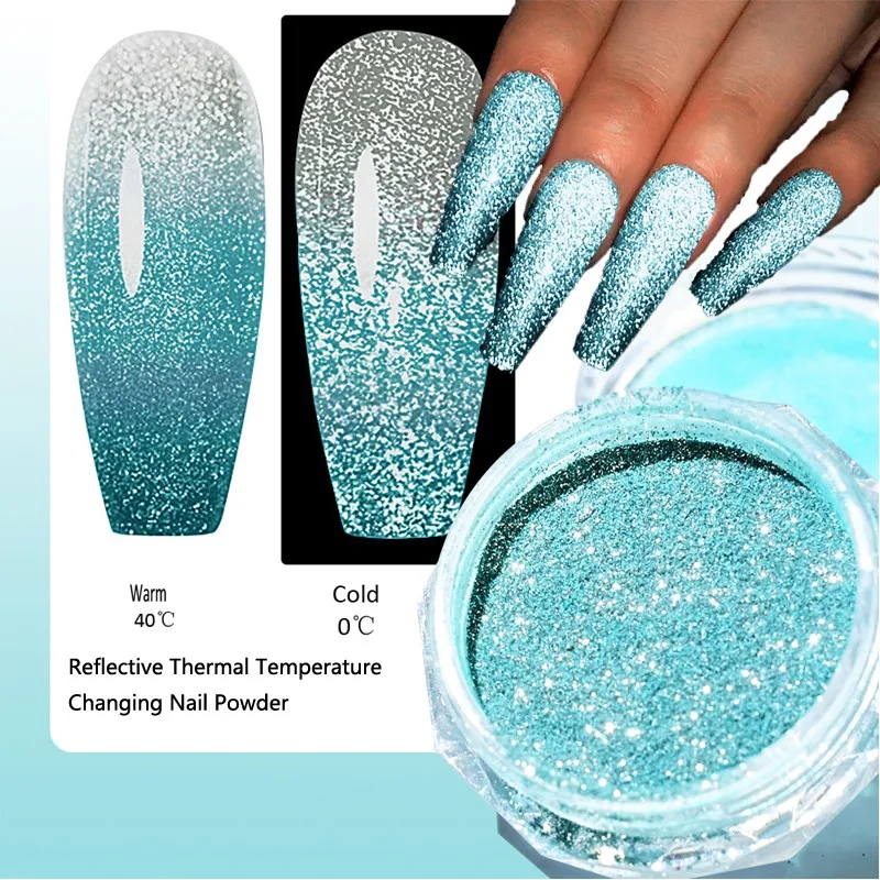 Top Trends: Thermal Temperature Changing Nail Powder Reflective Flash Glitter Powder Shinning Chrome Pigment Dust UV Gel Polish Accessories Shoppable Styles