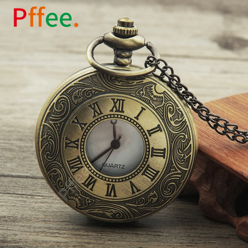 Top Trends: Pffee Roman Numerals Quartz Antique Pocket Watch Chain Men Women Steampunk Vintage Clock Reloj One Piece Best Gift For Men Women Shoppable Styles