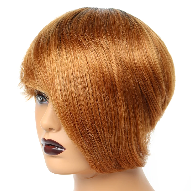 Top Trends: Short Blond Wig Human Hair Pixie Cut Wig Brazilian Wigs With Bangs For Women Natural Hair Short Bob Wigs Guleness Machine Made Shoppable Styles