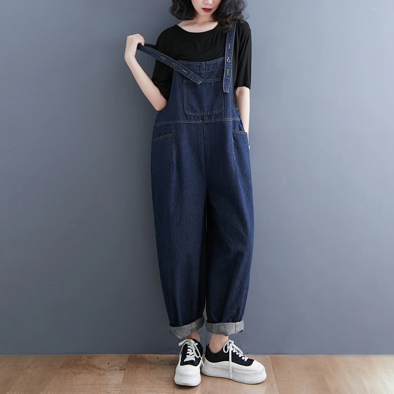 Top Trends: Loose Oversized Mom Jeans Overalls For Women Casual Streetwear Wide Leg Denim Jumpsuit Vintage Strap Dungarees Baggy Cargo Pants Shoppable Styles - Image 5