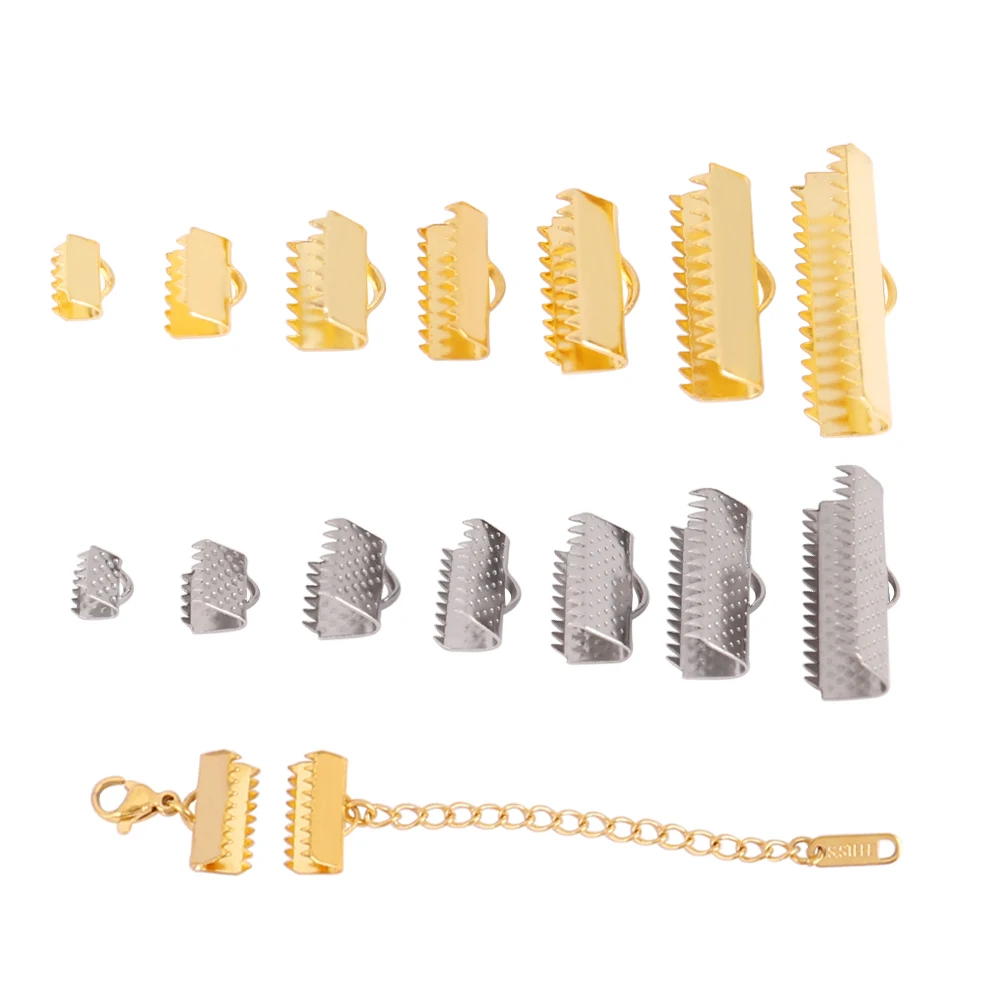 Top Trends: 20-50pcs Stainless Steel Ribbon String Leather Clip Crimp Cover Clasp For Jewelry Making DIY Jewelry Connectors Findings Shoppable Styles