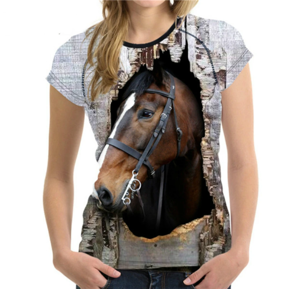 Top Trends: Handsome Horse T-Shirt Men's Women's Animal 3D Printing Harajuku Casual Tops O Neck Short Sleeves Comfortable Oversized Clothing Shoppable Styles