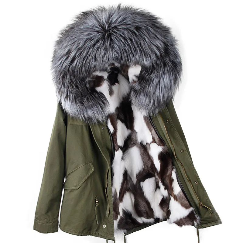 Top Trends: Maomaokong Women&#039;s Clothing Natural Fox Fur Lining Winter Jacket Army Green Parka Large Real Raccoon Fur Collar Fur Coat Hooded Shoppable Styles