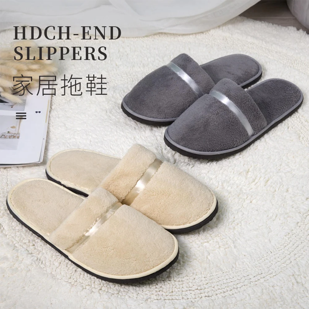 Top Trends: 1Pair Disposable Winter Slipper Men Women Hotel Home Slippers Non-slip Portable Travel Sandals Coral Fleece Soft Warm Flip Flops Shoppable Styles