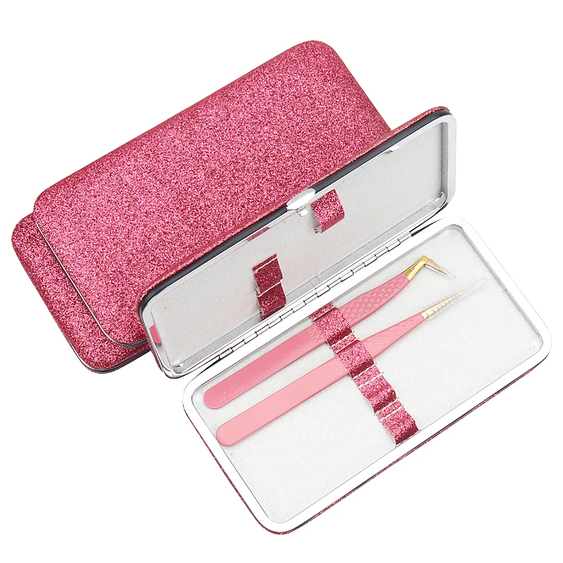 Top Trends: Eyelashes Tweezers Bag Set Precision Stainless Steel Clip Lashes Extension Application Tools Tweezer Storage Protective Box Shoppable Styles - Image 2