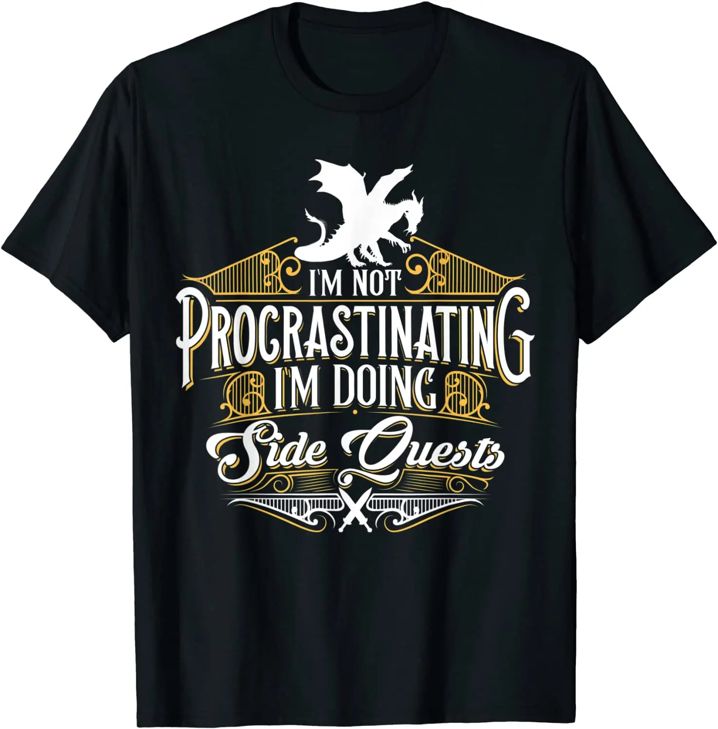 Top Trends: Not Procrastinating Side Quests Funny RPG Gamer Dragons T-Shirt Tops T Shirt Latest Cosie Cotton Men T Shirts Design Shoppable Styles