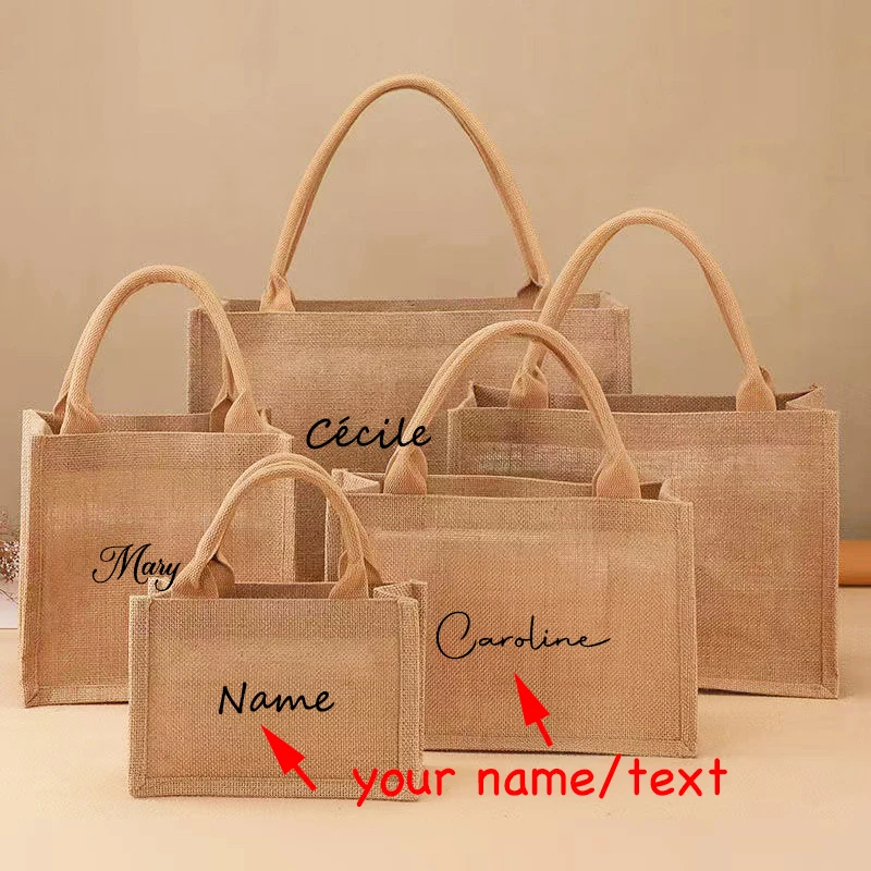 Top Trends: Dropshipping Custom Name Jute Bag Handbag Burlap Shopping Tote Boutique Business Logo Print Giveaway Wedding Party Gift Bags Shoppable Styles