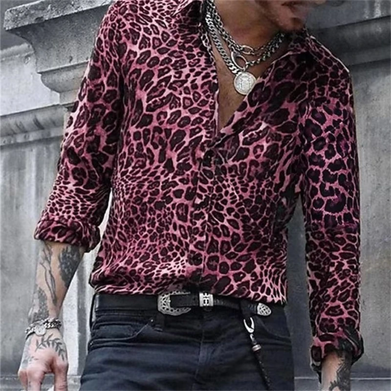 Top Trends: Hawaiian Fashion Luxury High Quality Leopard Print Men's Shirts Single Breasted Shirts Casual Camo Print Long Sleeve Men's Tops Shoppable Styles - Image 4