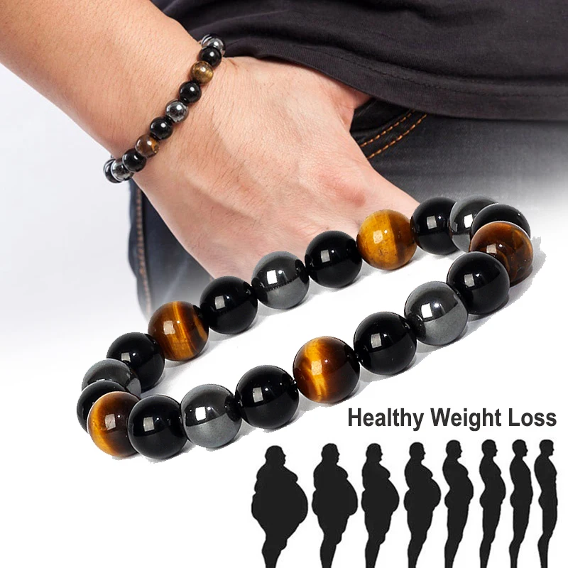 Top Trends: New Tiger Eye Stone Bead Couple Bracelets For Women Magnetic Hematite Bracelets Men Health Care Magnet Help Weight Loss Jewelry Shoppable Styles