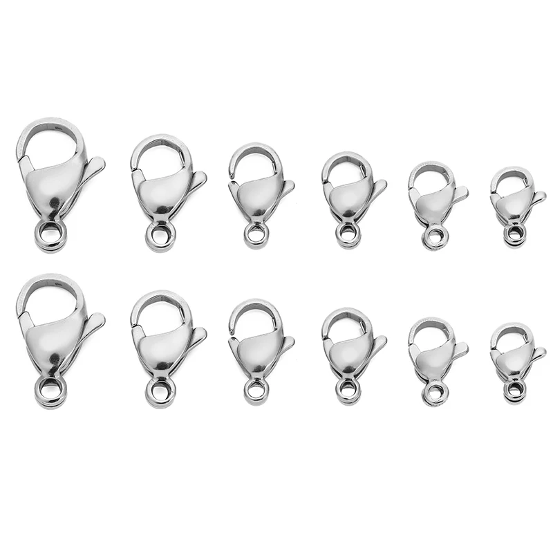 Top Trends: 50pcs Stainless Steel Lobster Clasps Hooks For Necklace Bracelet Chains DIY Fashion Jewelry Making Findings Supplies 10mm / 12mm Shoppable Styles