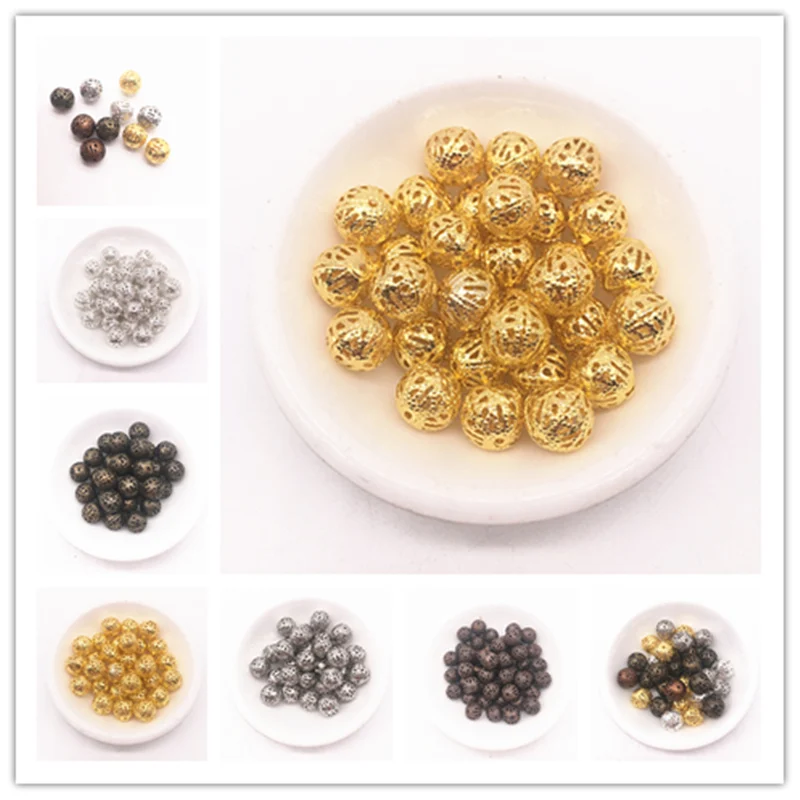 Top Trends: 4 / 6 / 8 / 10mm Hollow Ball Flower Beads Metal Charms Filigree Spacer Beads For Jewelry Making Diy Handmade Accessories Shoppable Styles