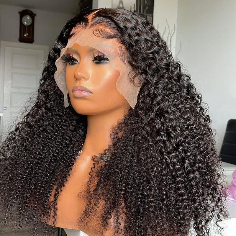 Top Trends: 180%Density Soft 26"Long Kinky Curly Lace Front Wigs Black Color For Women Baby Hair Glueless Preplucked Daily Wear Wigs Shoppable Styles