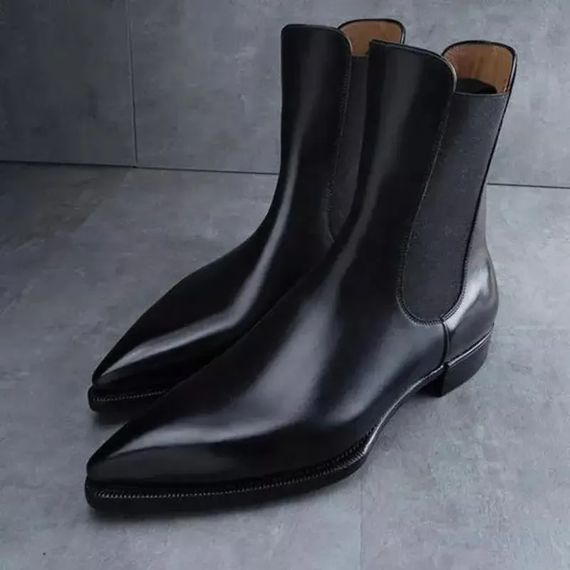 Top Trends: Black Chelsea Boots Business Men Ankle Boots Slip-On Round Toe Vintage Boots Size 38-48 Botas De Trabajo Hombre Shoppable Styles