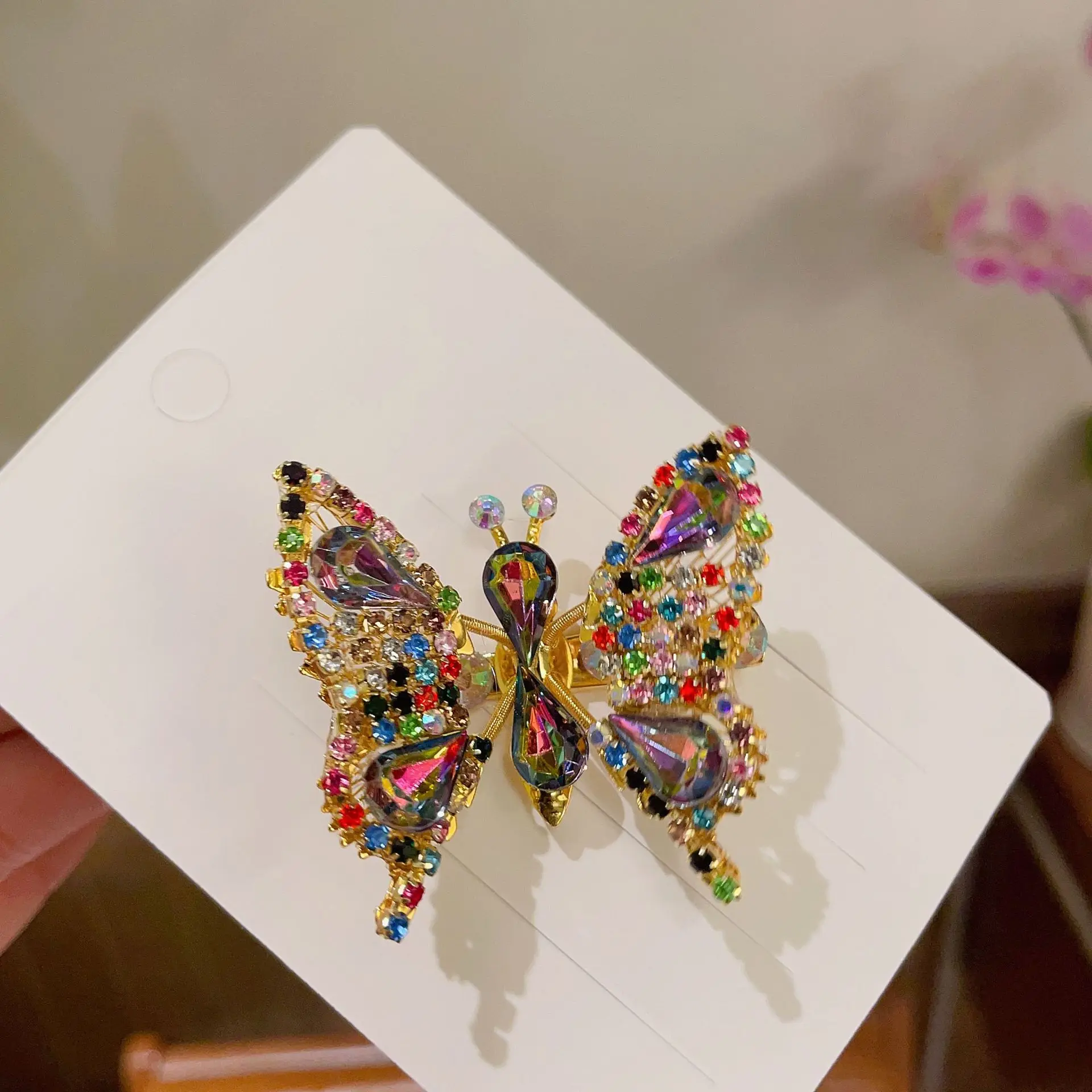 Top Trends: Shiny Multicolor Rhinestone Movable Butterfly Hairpin Wholesale Cute Duck Clip Girls Headwear Nice Birthday Gift For Daughter Shoppable Styles - Image 6