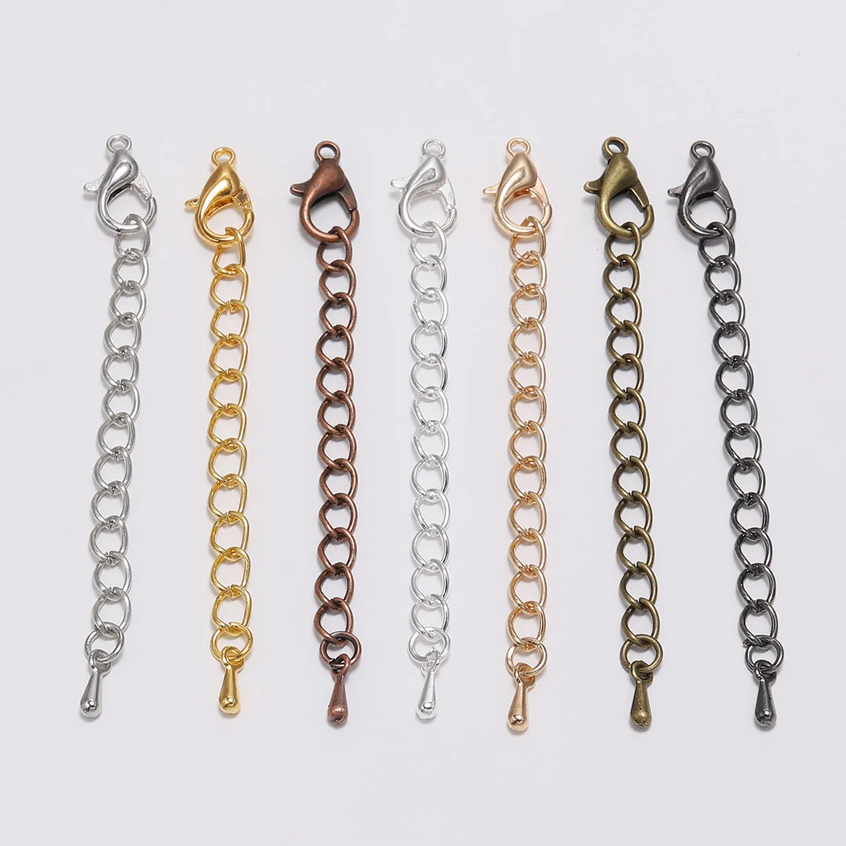 Top Trends: 10pcs / lot 50 70mm Tone Extended Extension Tail Chain Lobster Clasps Connector For DIY Jewelry Making Findings Bracelet Necklace Shoppable Styles