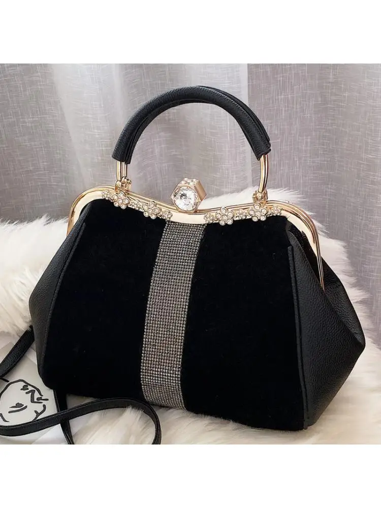 Top Trends: Lady Handbags 2023 New Set Auger Fashionable Joker Imitation Horsehair Atmosphere One Shoulder Clip With The Bag In Bag Shoppable Styles