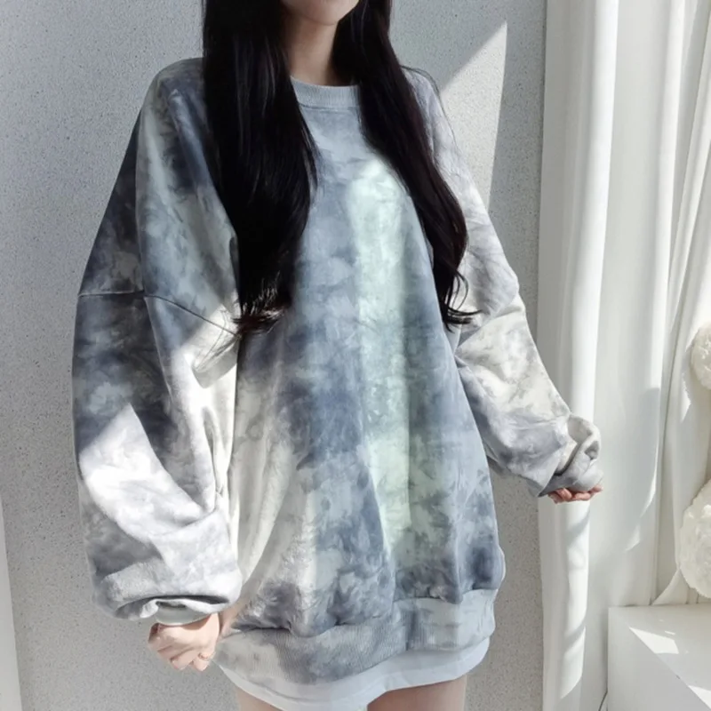 Top Trends: Women Sweatshirt Tie Dye Long Sleeve Hoodie Loose Tops 2022 Spring Autumn Cotton Pullovers Casual Female Fashion Streetwear Shoppable Styles