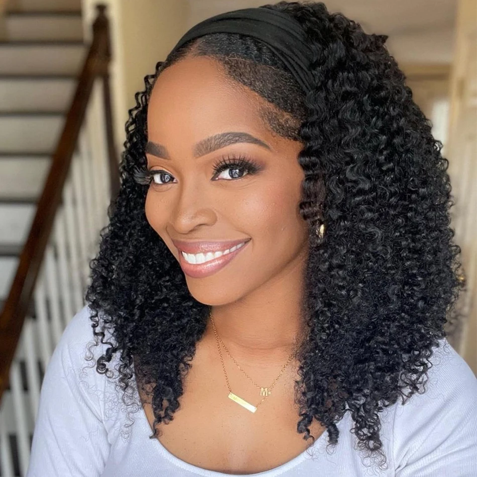 Top Trends: Headband Wig Human Hair Kinky Curly Shuangya Hair Glueless Water Deep Wave Wigs 100% Remy Human Hair Wigs For Women 200% Density Shoppable Styles