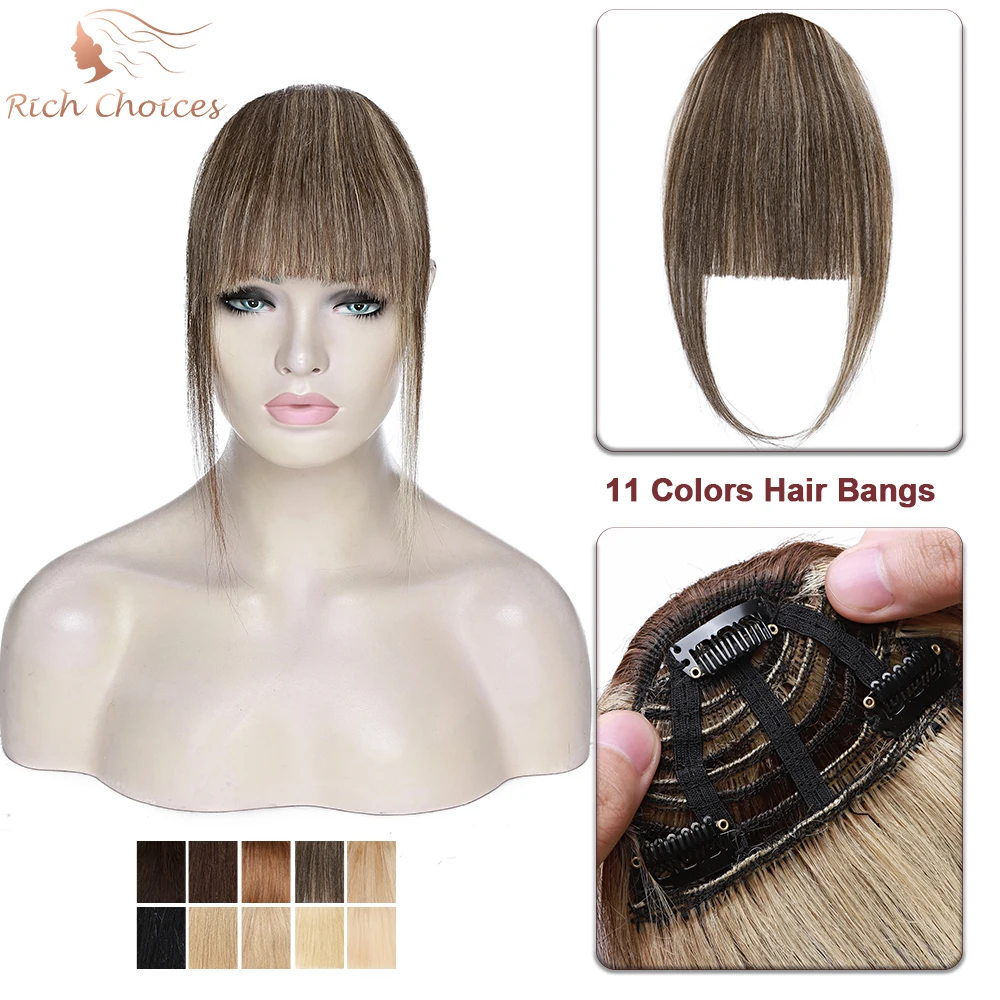 Top Trends: Rich Choices 25g Human Hair Bangs Extensions Neat Bangs With Temples Clip On Fringe Real Hair Pieces For Women Natural Shoppable Styles