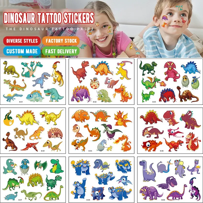 Top Trends: 12 Pack Dinosaur Tattoo Stickers Children&#039;s Tattoo Stickers Personality Animal Cartoon Disposable Tattoo Stickers Tattoo Shoppable Styles