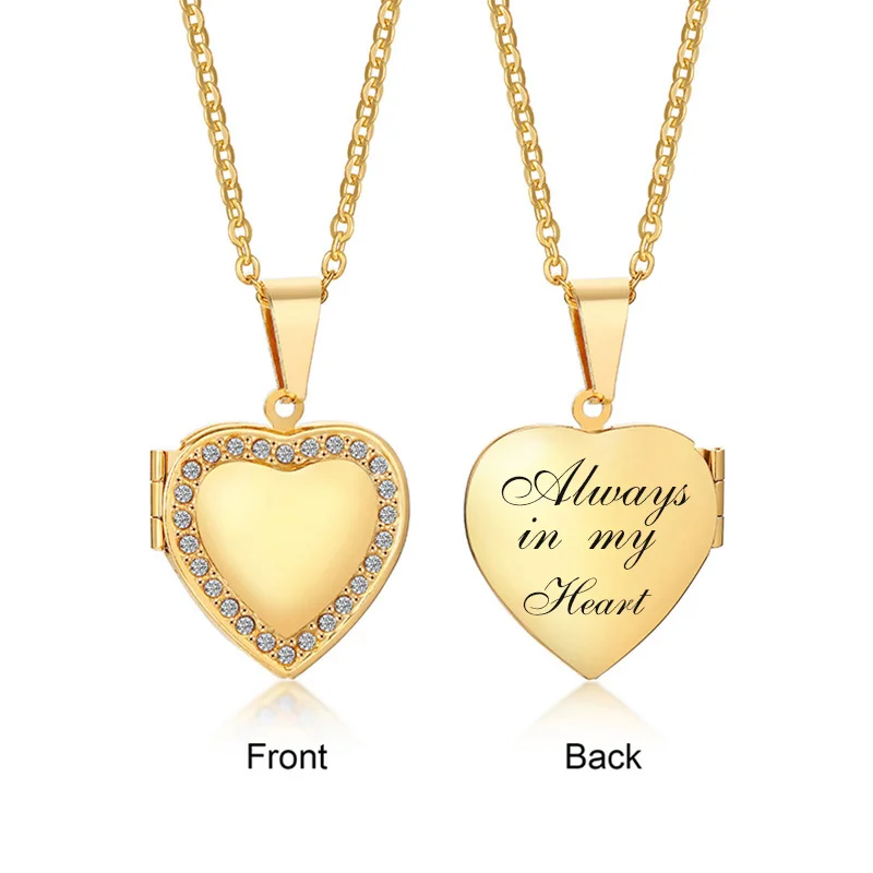 Top Trends: Fashion Heart Locket Necklaces For Women Lady Jewelry Gold And Silver Color Personalize Engrave Custom Keepsake Gifts Shoppable Styles