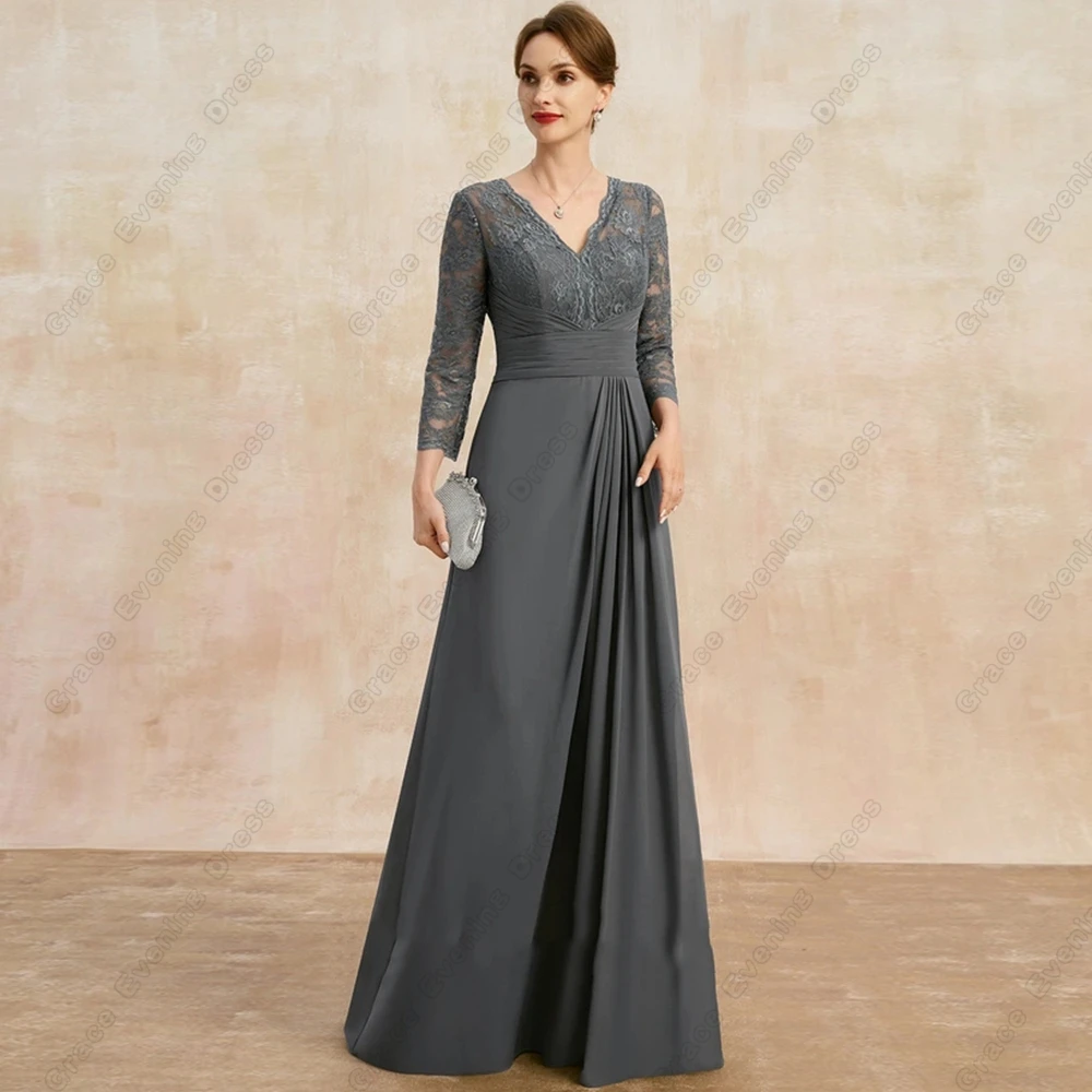 Top Trends: Exquisite Grey Strapless Mother Of Bride Dresses With Lace Floor Length Full Sleeve Wedding Party Dresses Vestidos De Noche New Shoppable Styles