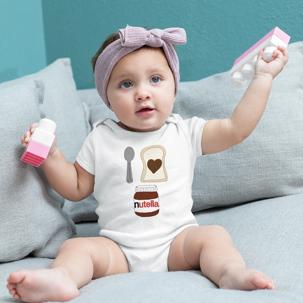 Top Trends: I Love Nutella Funny Baby Girl Clothes Short Sleeve Loose Summer Home Newborn Boy Bodysuits 0-24 Months Infant Onesies Pajamas Shoppable Styles