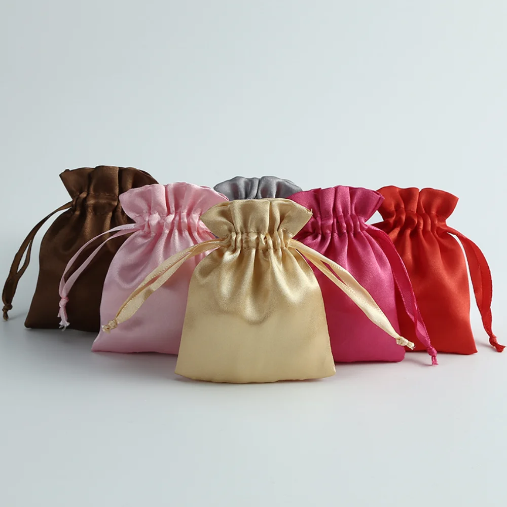 Top Trends: Silk Satin Drawstring Bag With Ribbon For Jewelry Hair Travel Watch Shoes Diamond Bead Ring Makeup Wedding Gift Packaging Pouch Shoppable Styles