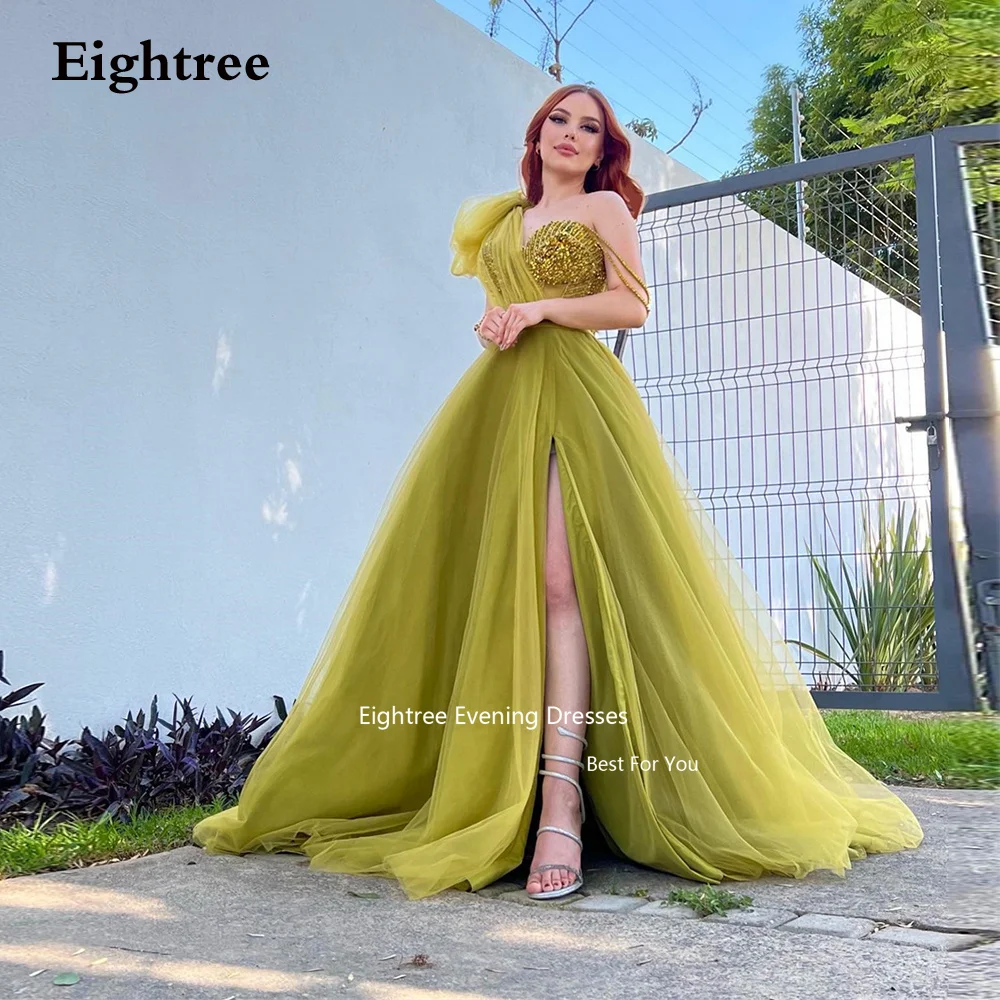 Top Trends: Eightree Tulle Elegant Long Prom Dresses High Side Slit Sequined Sparkle Evening Dresses Dresses For Women 2023 New Arrivial Shoppable Styles