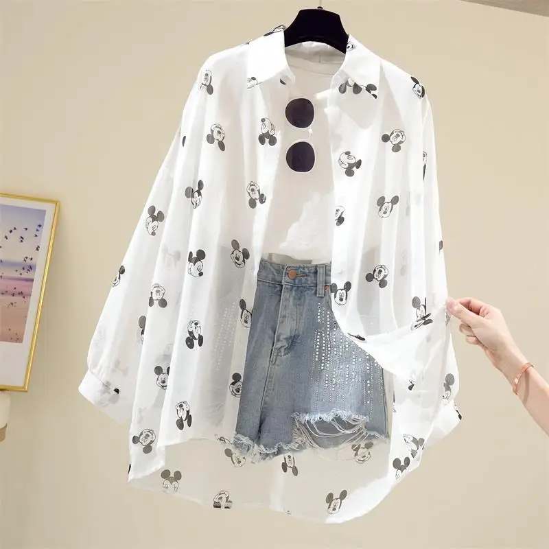 Top Trends: Disney Mickey Mouse Blouse Ladies Long Sleeve Women Shirt Beach Shirts Kawaii Cartoon Summer Clothes Cover Up Top Casual Camisas Shoppable Styles