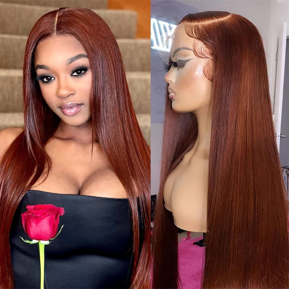 Top Trends: 13x4 13x6 Lace Front Human Hair Wigs Brazilian Straight Lace Frontal For Women Red Brown Lace Front Wig Pre Plucked 4x4 Closure Shoppable Styles