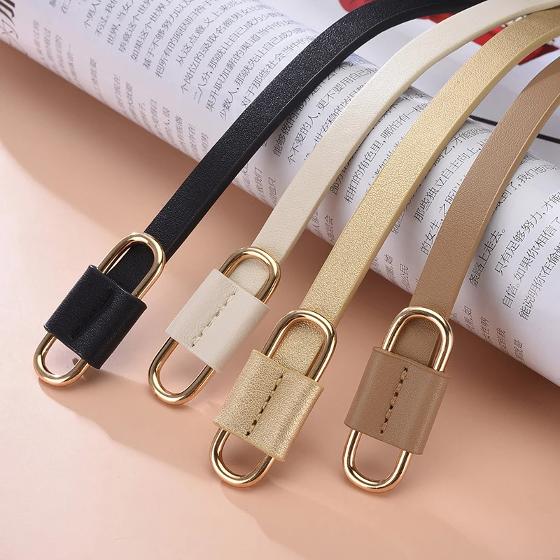 Top Trends: Female Thin Belt Adjustable Mental Buckle Waist Belts Candy Colors Narrow Waistband Pu Leather Strap Dress Sweater Waist Straps Shoppable Styles