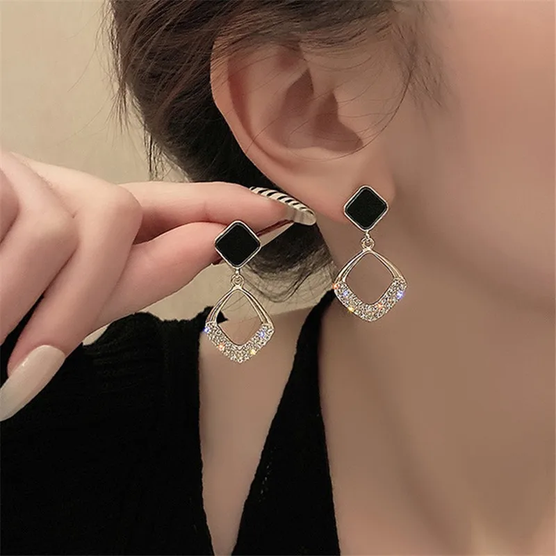 Top Trends: 2023 New Fashion Trend Unique Design Elegant Delicate Geometric Zircon Square Earrings Women Jewelry Party Gifts Wholesale Shoppable Styles