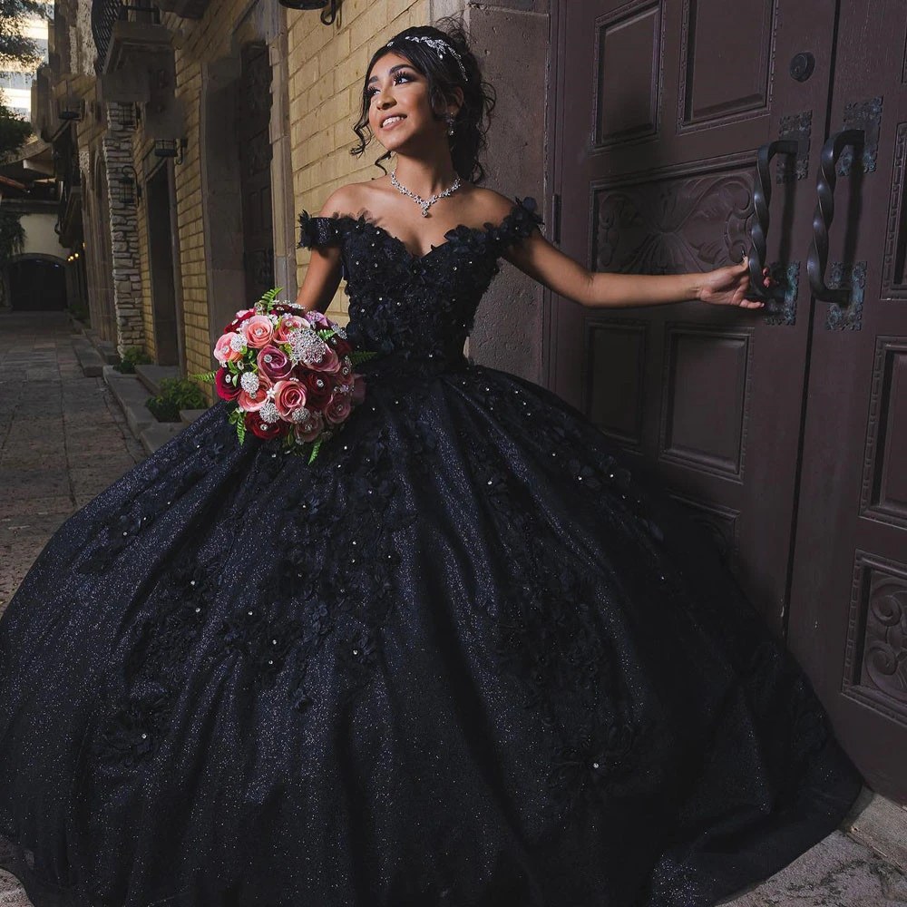 Top Trends: ANGELSBRIDEP Chic Black Quinceanera Dresses Corset Ball Gown Beading 3D Flowers Appliqued Formal Prom Birthday Gowns Princess Shoppable Styles